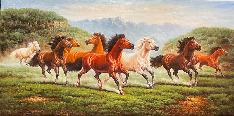 Tranh 8 con ngựa Bát Mã Thành Công