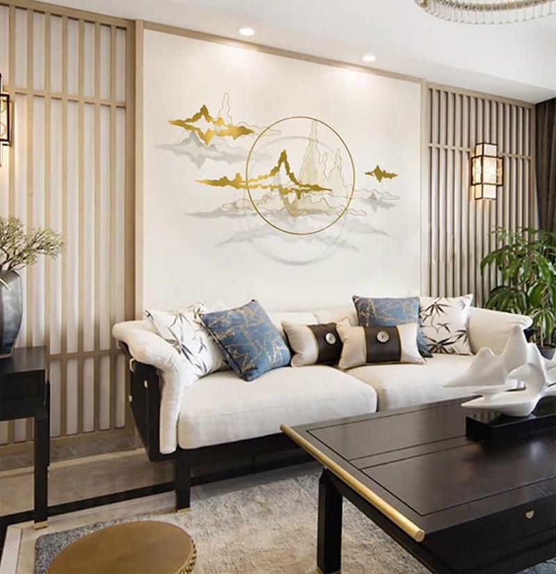 Tranh sắt kết hợp Nordic phong cách Indochine khiến căn phòng trở nên sang trọng