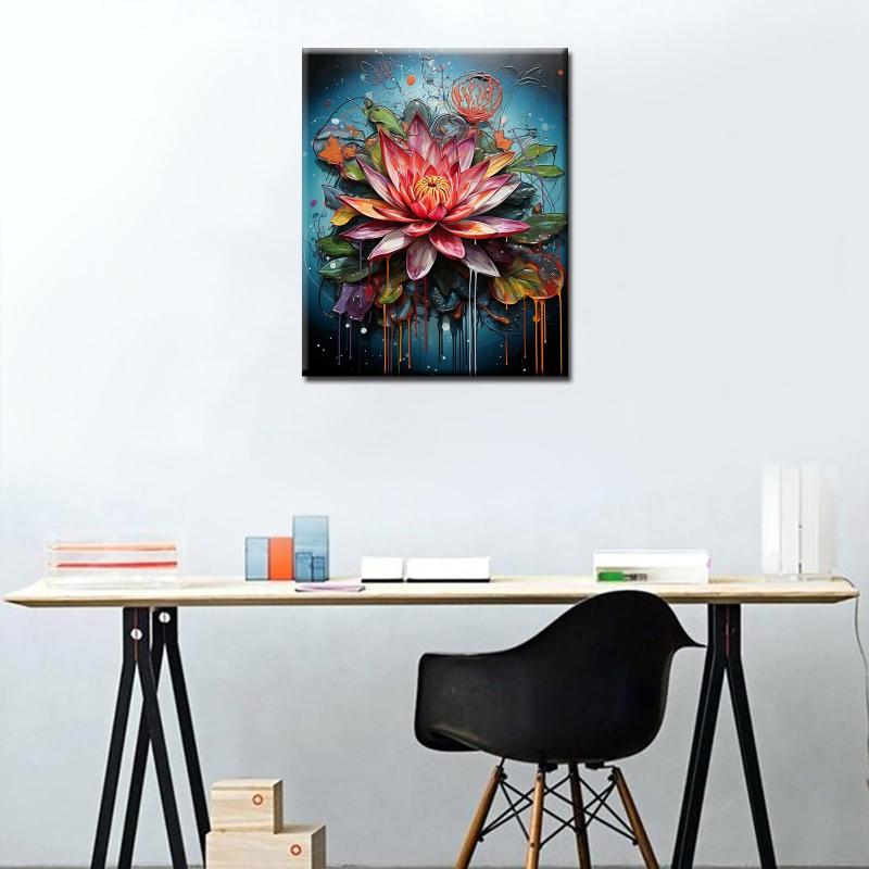 Chi tiết tinh tế trong bức tranh sơn dầu hoa sen