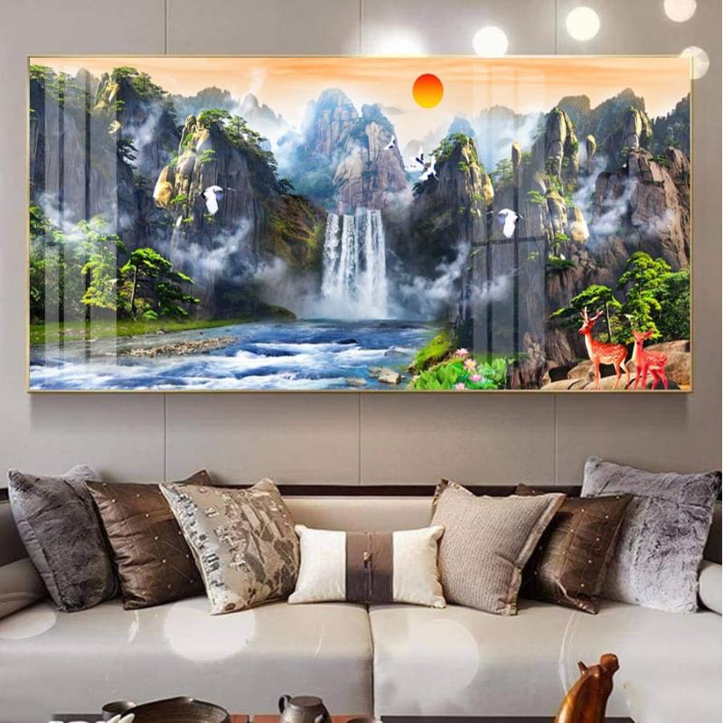 Tranh sơn thủy hữu tình tráng gương