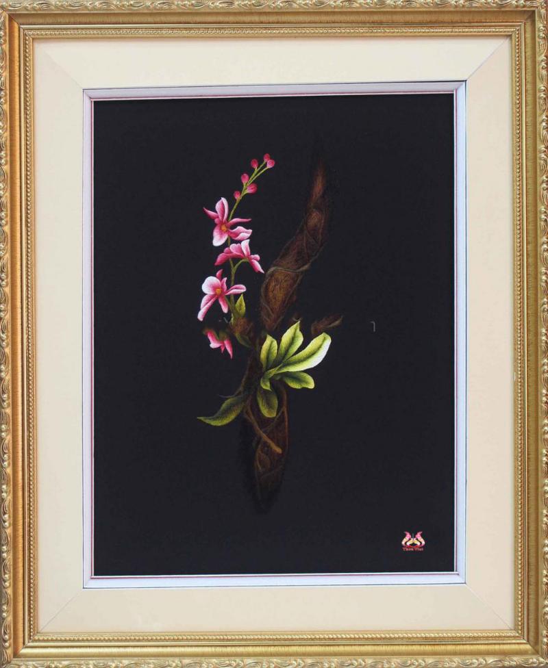 Tranh thêu hoa Lan biểu tượng phong thủy