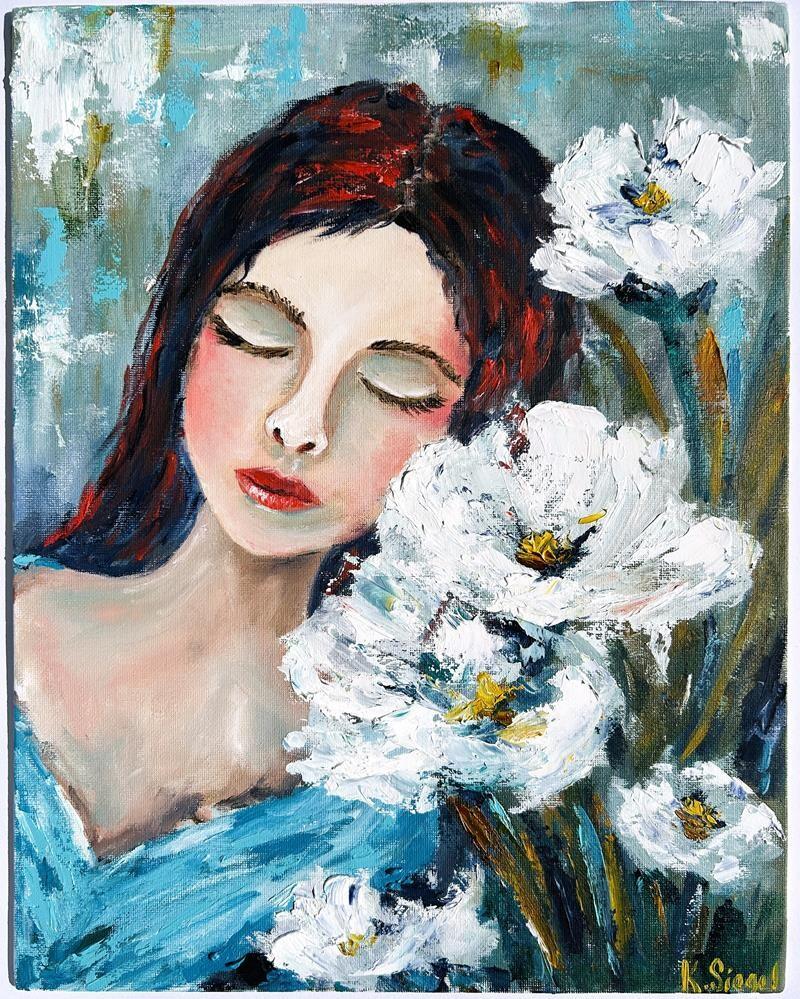 y nghĩa của tranh vẽ cô gái và hoa