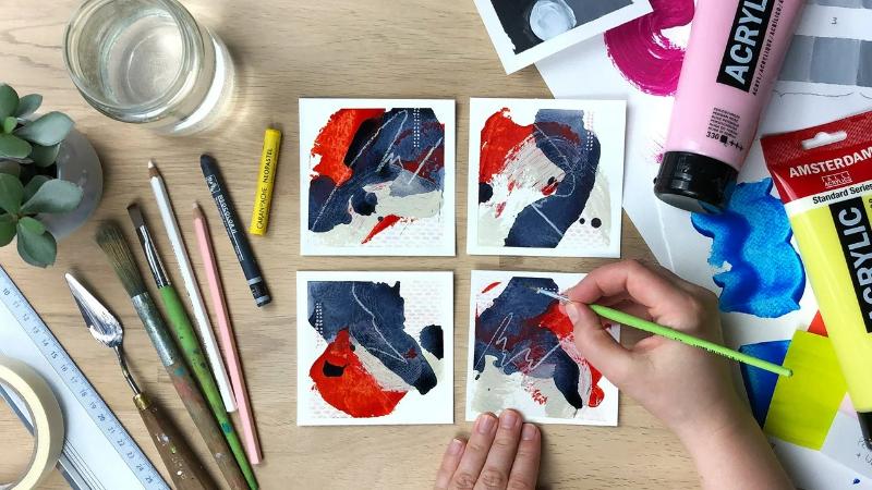 Làm quen và thử nghiệm màu trước khi vẽ tranh Acrylic