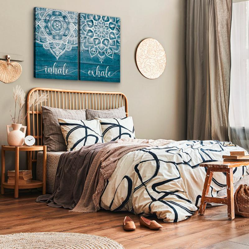 Tranh Mandala kết hợp thông điệp "Inhale - Exhale", lý tưởng cho không gian thiền định, nghỉ dưỡng