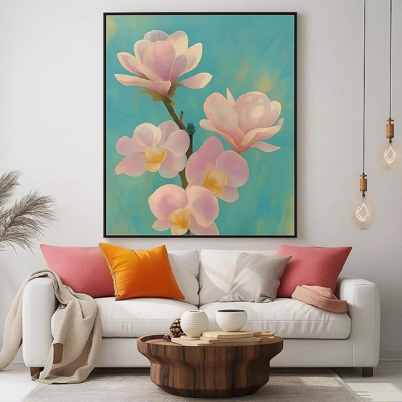 Tranh hoa lan treo tường với màu sắc tươi sáng, khơi dậy nguồn năng lượng tích cực