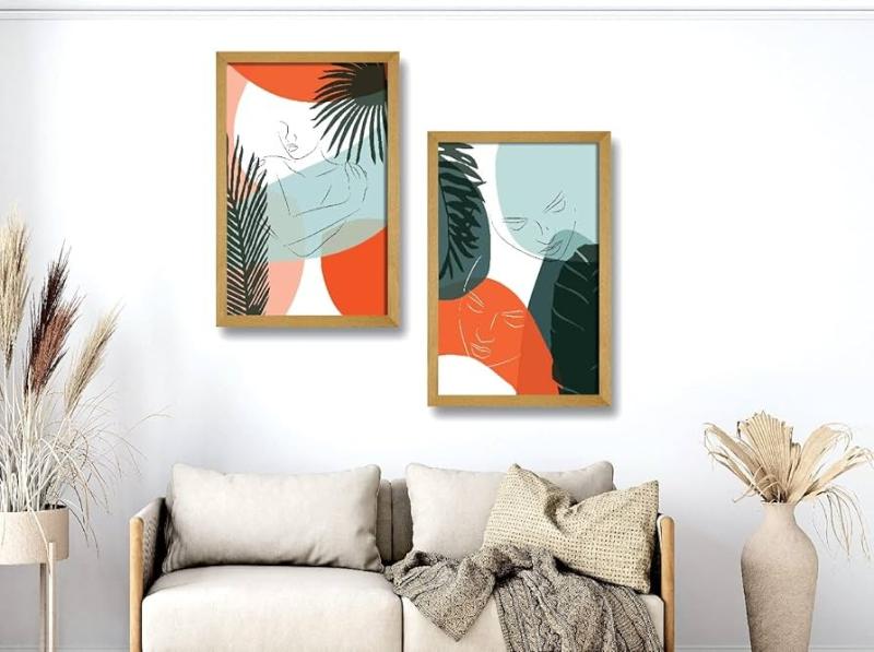 Tranh lá nghệ thuật trừu tượng phối màu nổi bật, thể hiện cá tính và dấu ấn cá nhân của gia chủ