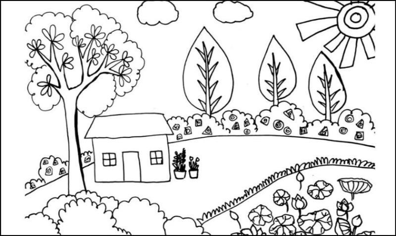 Bộ tranh tô màu phong cảnh cho bé mẫu giáo