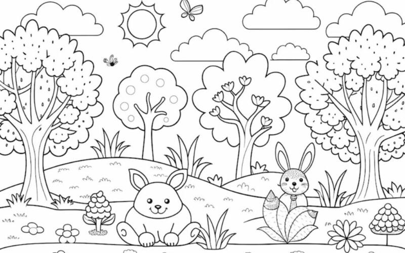 Bộ tranh tô màu phong cảnh cho bé tiểu học