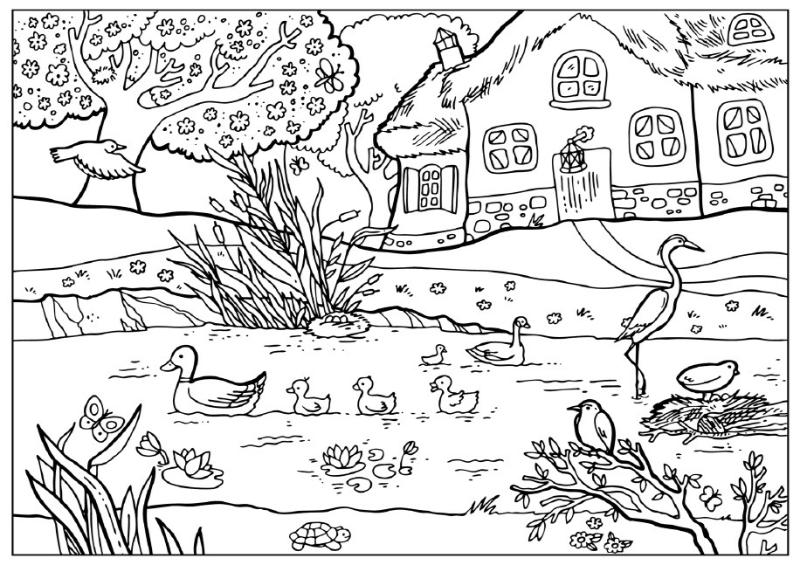 Bộ tranh tô màu phong cảnh nâng cao cho bé lớn