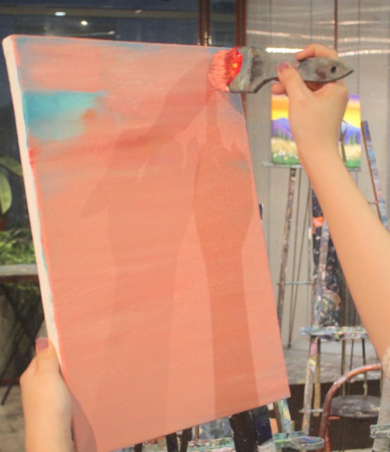 Phủ màu trơn cho tổng thể bức tranh Acrylic