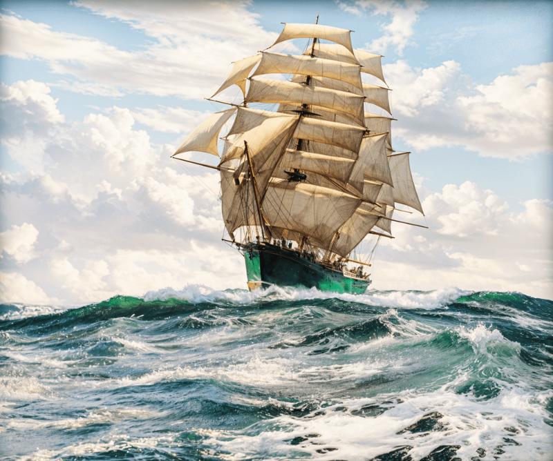 Tranh Thuận Buồm Xuôi Gió chúc cho gia chủ luôn gặp thuận lợi, tài lộc dồi dào