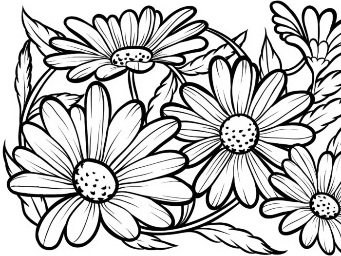 Tranh tô màu hoa cúc cận cảnh