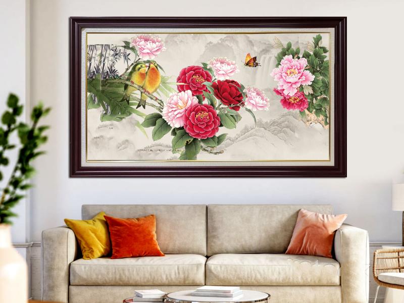 Tranh âm tường hoa mẫu đơn mang đến hạnh phúc
