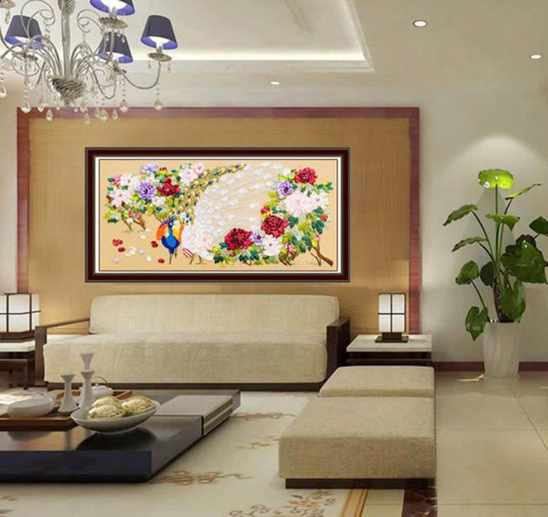 Tranh âm tường hoa mẫu đơn mang đến hạnh phúc