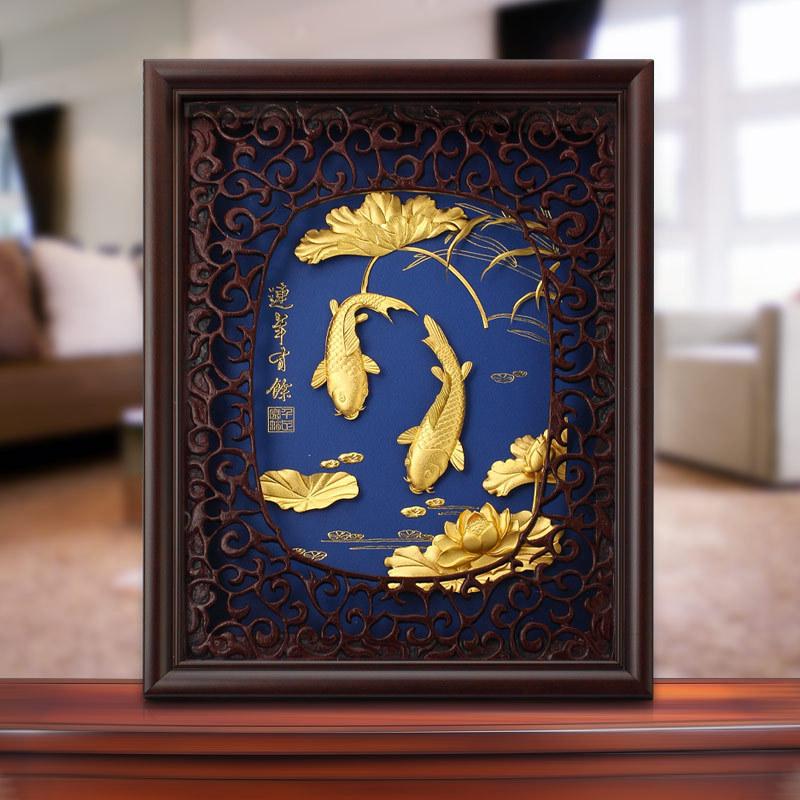 Tranh Cá Chép hóa rồng dát vàng