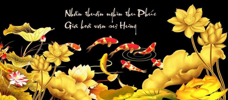 Tranh Cá Chép Hoa Sen hợp với hầu hết các mệnh trong phong thủy
