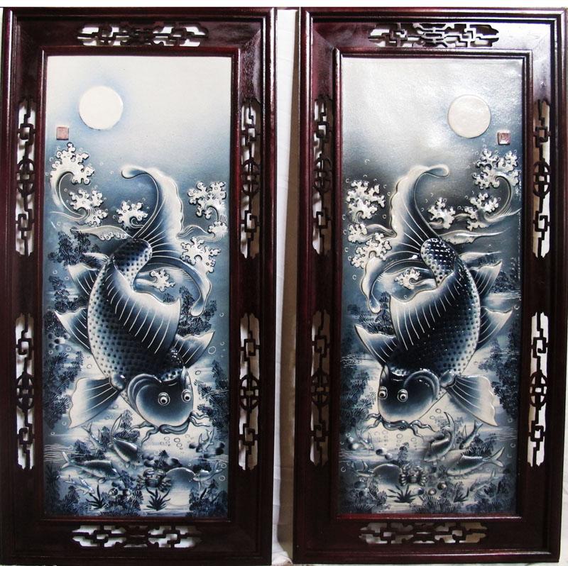 Tranh cá chép màu xanh lam đại diện cho sự sinh sôi, phát triển và tươi mới