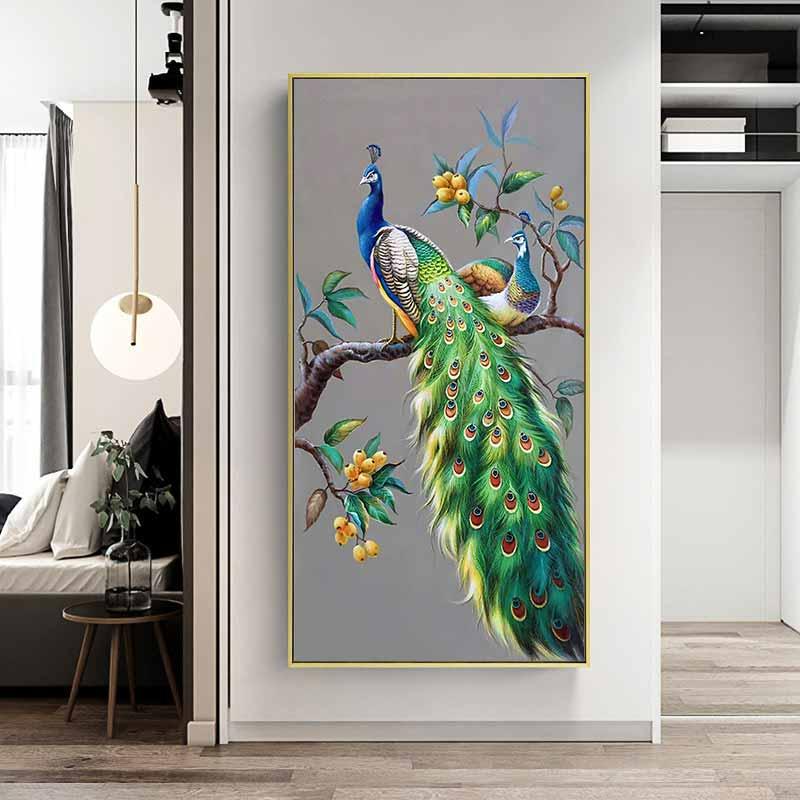 Tranh Chim Công chúc gia chủ cuộc sống sung túc