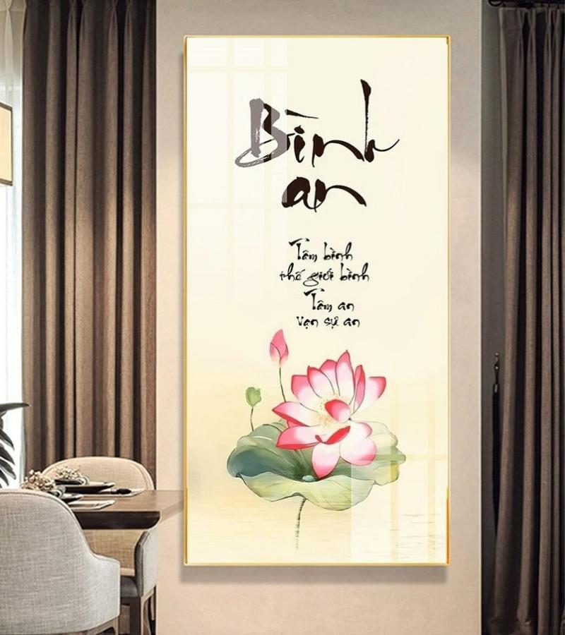 Tranh chữ Bình An giấy lụa