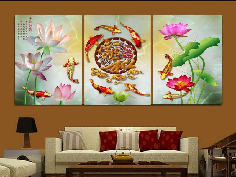 Tranh Cửu Ngư Quần Hội mang lại cảm giác an yên cho ngôi nhà mới