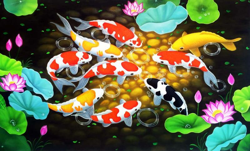 Tranh Cửu Ngư Quần Hội  biểu tượng cho sự sung túc, thịnh vượng