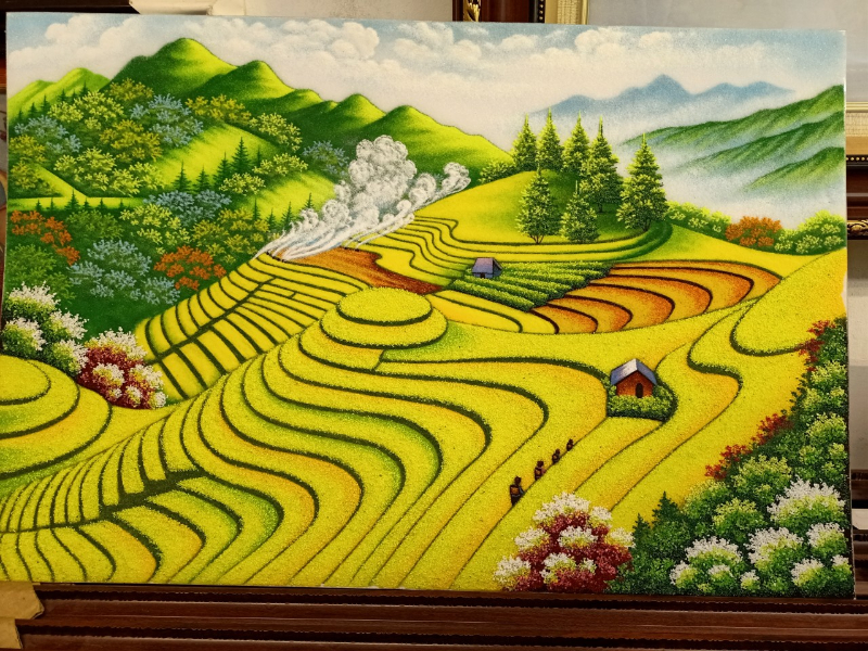 Tranh ruộng bậc thang đẹp bằng đá quý