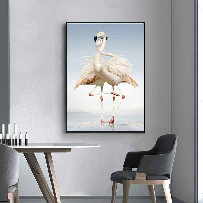 Tranh Đôi Hạc trắng canvas