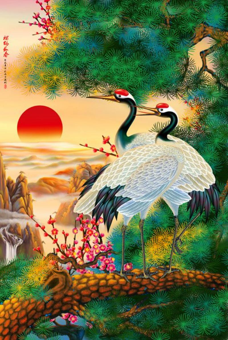 Tranh Đôi Hạc mang lại bình an cho gia chủ