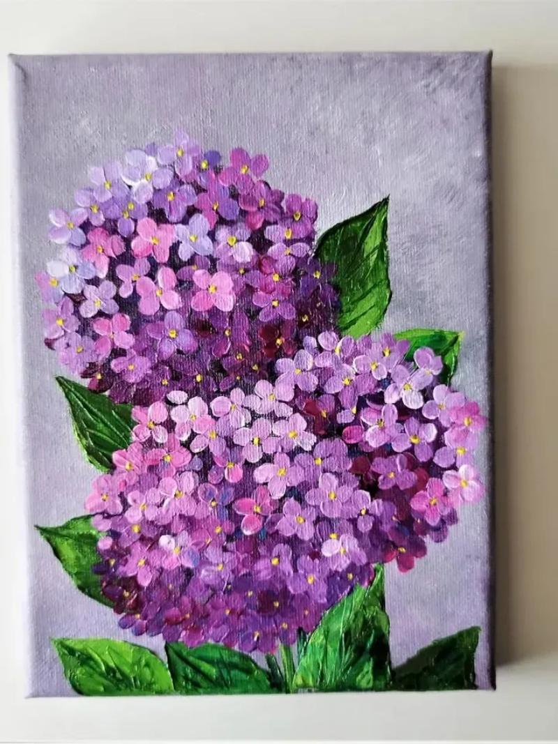 Tranh hoa canvas cẩm tú cầu biểu trưng cho sự trọn vẹn và viên mãn trong tình cảm, công việc, cuộc sống