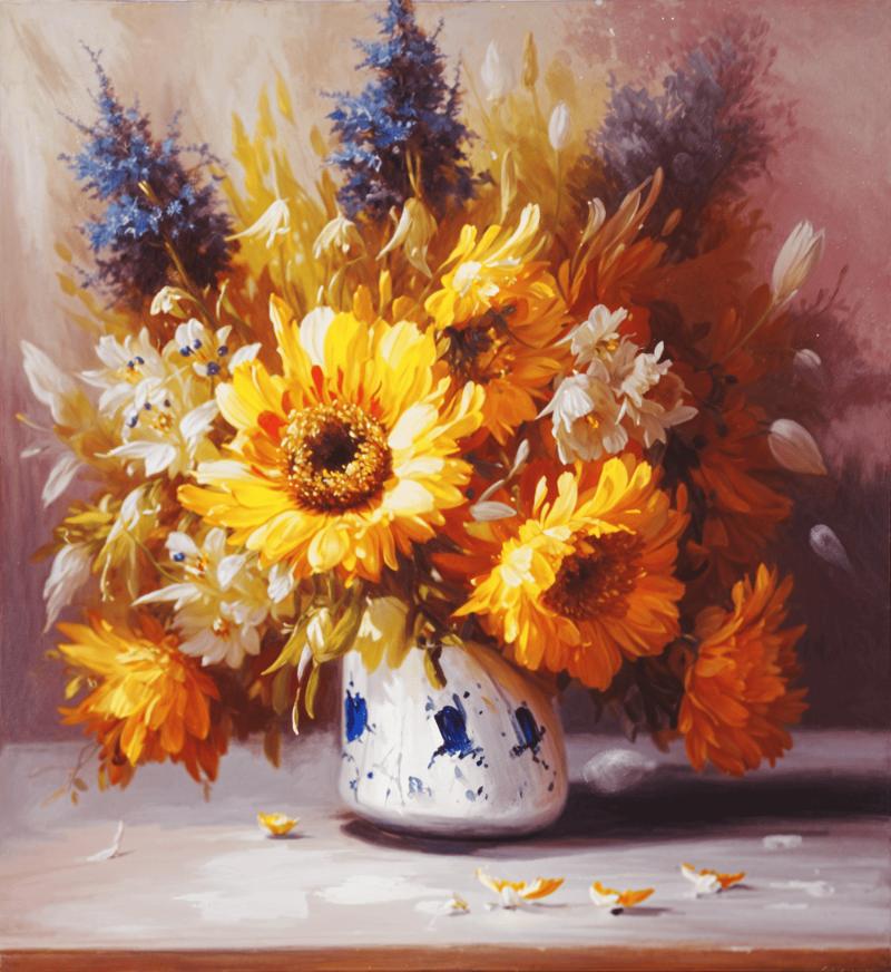 Tranh hoa cúc vàng phù hợp cho những ai muốn trang trí không gian sống với năng lượng ấm áp, tràn đầy hy vọng và yêu thương