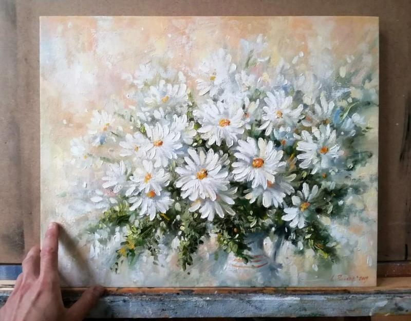 Tranh hoa cúc trắng canvas có màu sắc tranh tươi sáng, chân thực, bền màu theo thời gian