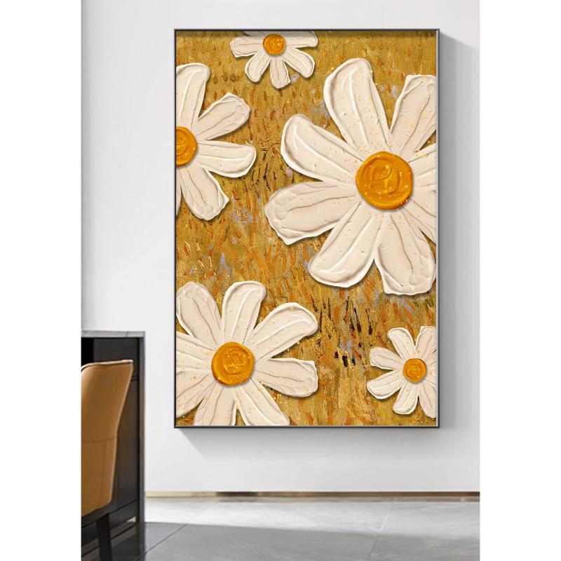 Tranh vẽ hoa cúc họa mi là biểu tượng của sự thuần khiết, bình yên và tình yêu chân thành