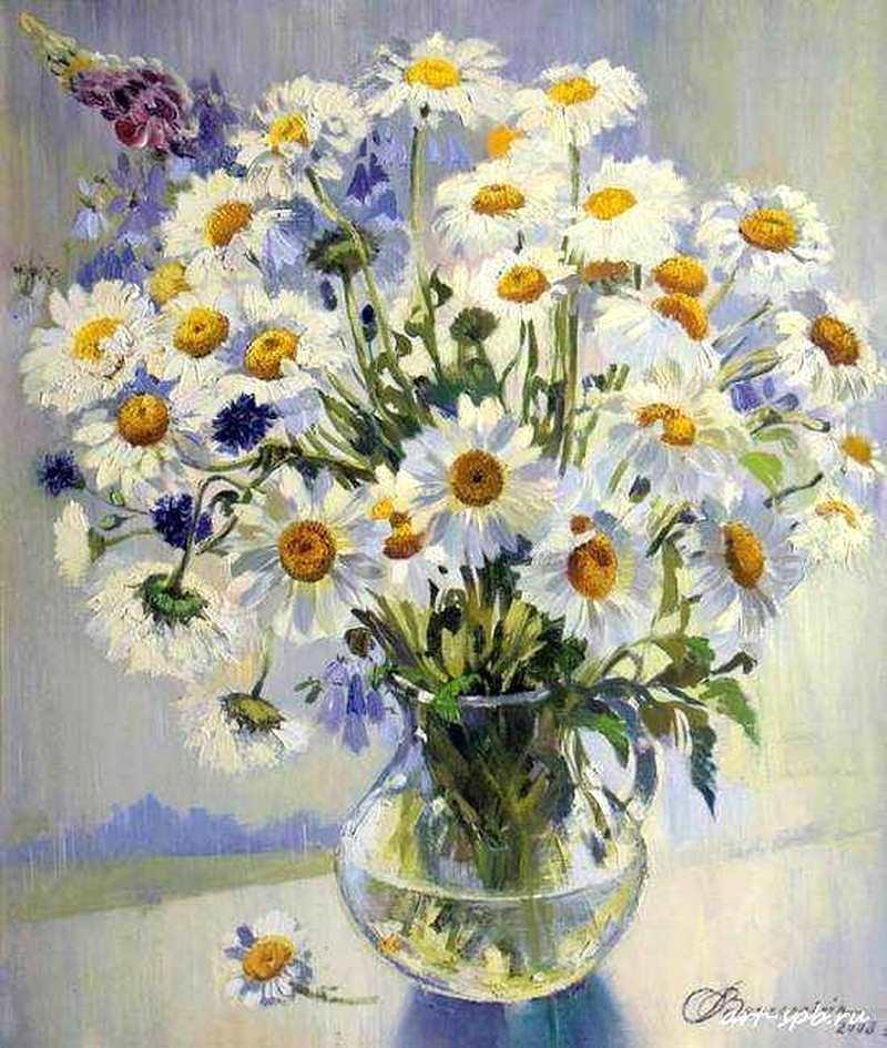 Tranh lọ hoa cúc trắng họa mi biểu tượng của sự thuần khiết và lòng chân thành