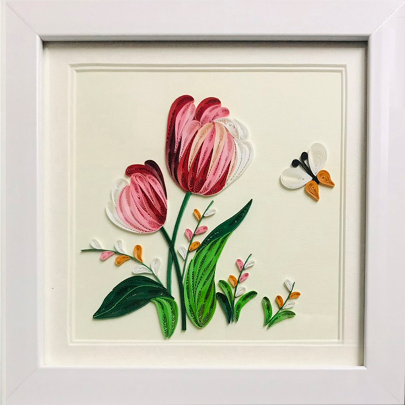 Tranh hoa giấy hoa hồng