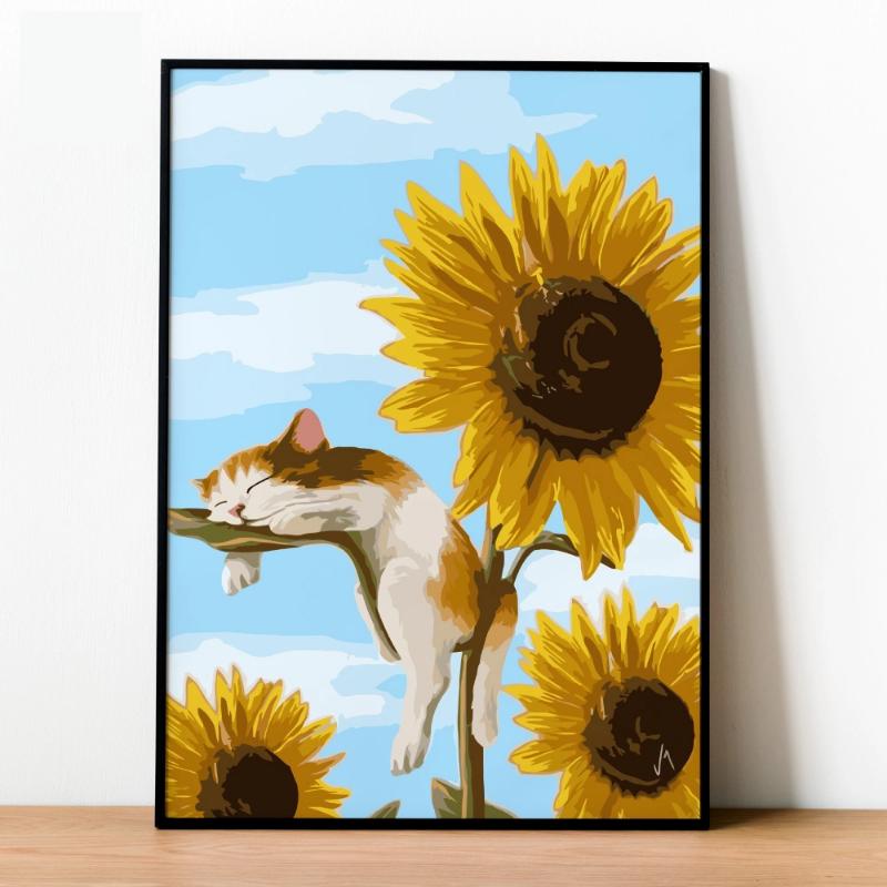 Tranh hoa hướng dương số hóa tăng cường tinh thần sáng tạo