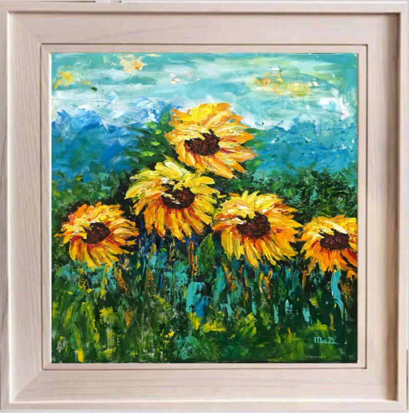 Tranh hoa hướng dương sơn dầu tượng trưng cho niềm tin, hy vọng và sự lạc quan