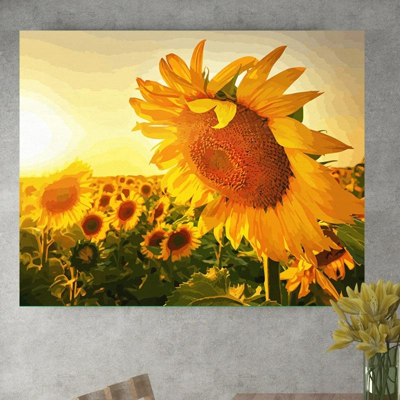 Tranh hoa hướng dương tráng gương mang vẻ đẹp rực rỡ, tràn đầy sức sống