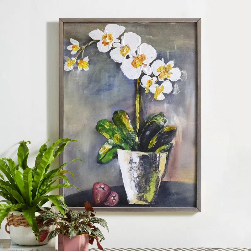 Tranh hoa lan trắng tĩnh vật tạo cảm giác dịu dàng, thanh khiết