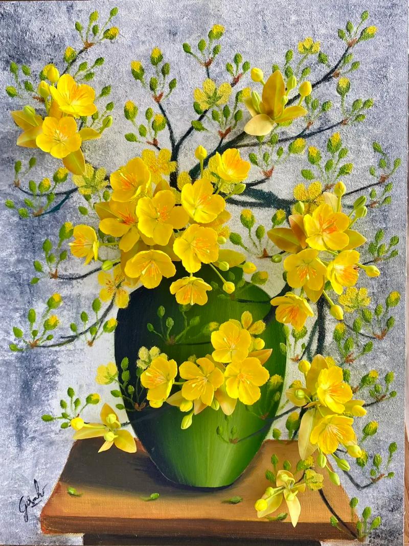 Tranh hoa mai biểu tượng của sự kiên cường, thịnh vượng