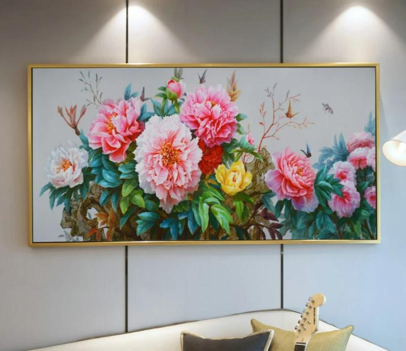 Tranh hoa mẫu đơn mang thông điệp cuộc sống viên mãn