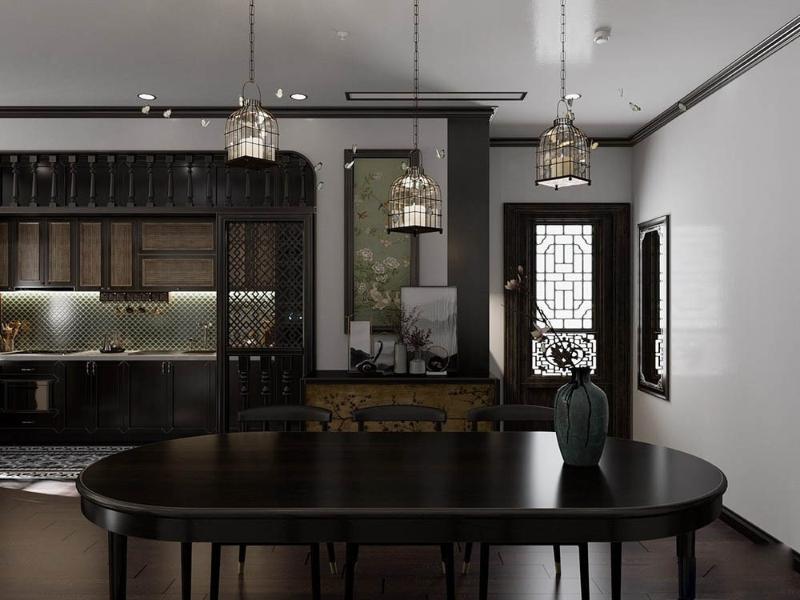 Tranh Indochine tô điểm không gian phòng bếp