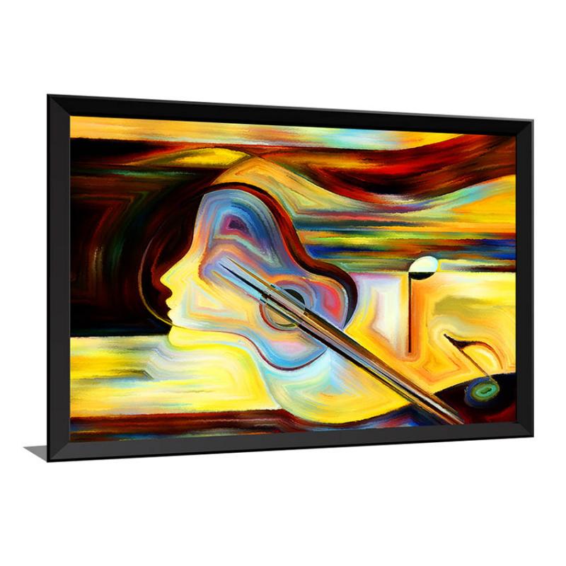 Tranh nghệ thuật trừu tượng kết hợp hình khối và âm nhạc, mang đến hiệu ứng thị giác và cảm xúc mạnh mẽ