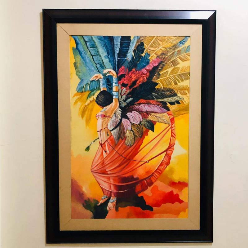 Bức họa rực rỡ về vũ công, thể hiện sự phóng khoáng và nguồn năng lượng tích cực qua màu sắc