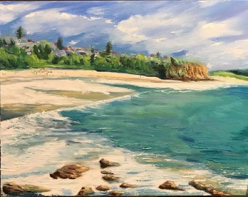 Cảnh biển đẹp, rộng lớn với sóng biển và ánh sáng tự nhiên