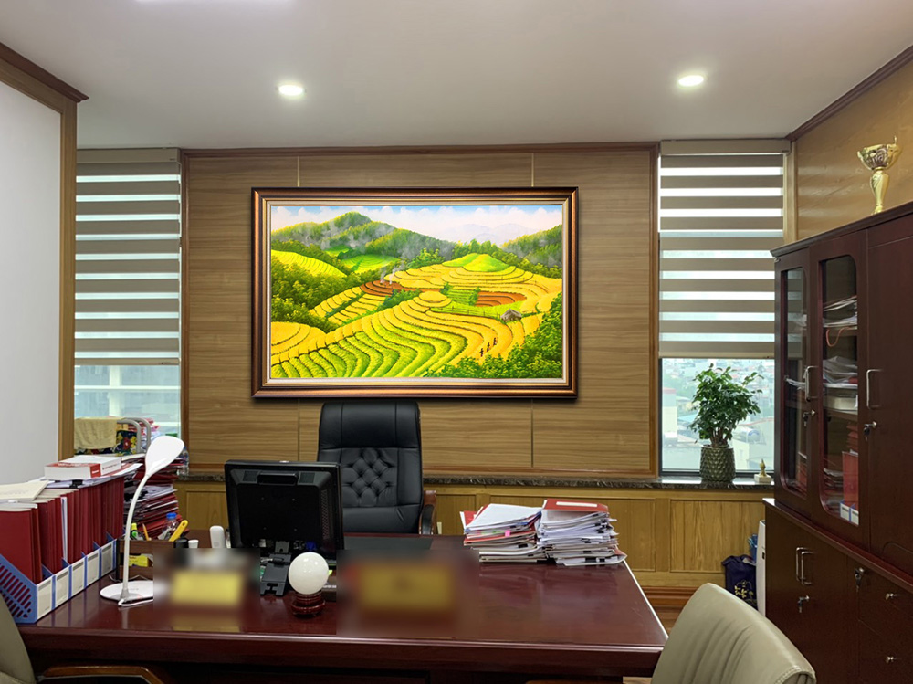 Tranh phong cảnh quê hương treo phòng làm việc