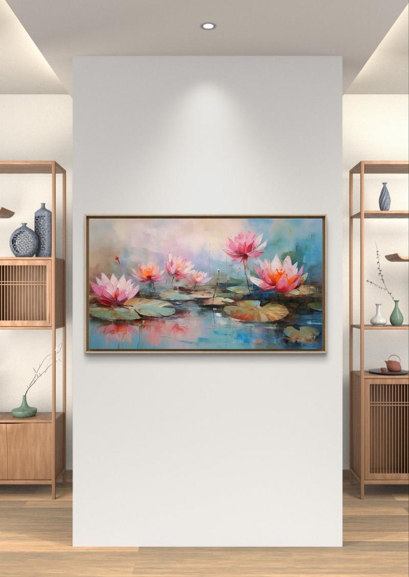 Nét đọc đáo được tô điểm bởi bức tranh hoa sen