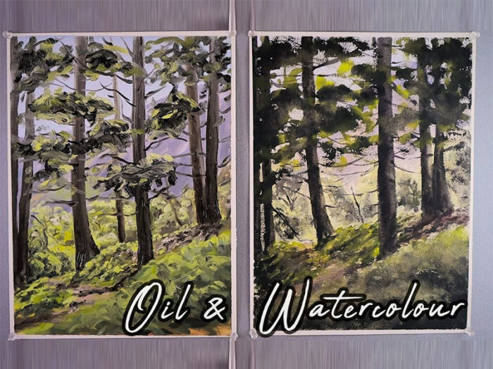 Tranh sơn dầu và tranh màu nước