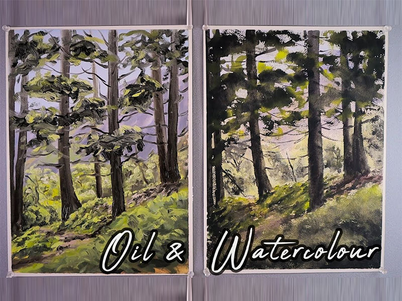 Tranh sơn dầu và tranh màu nước