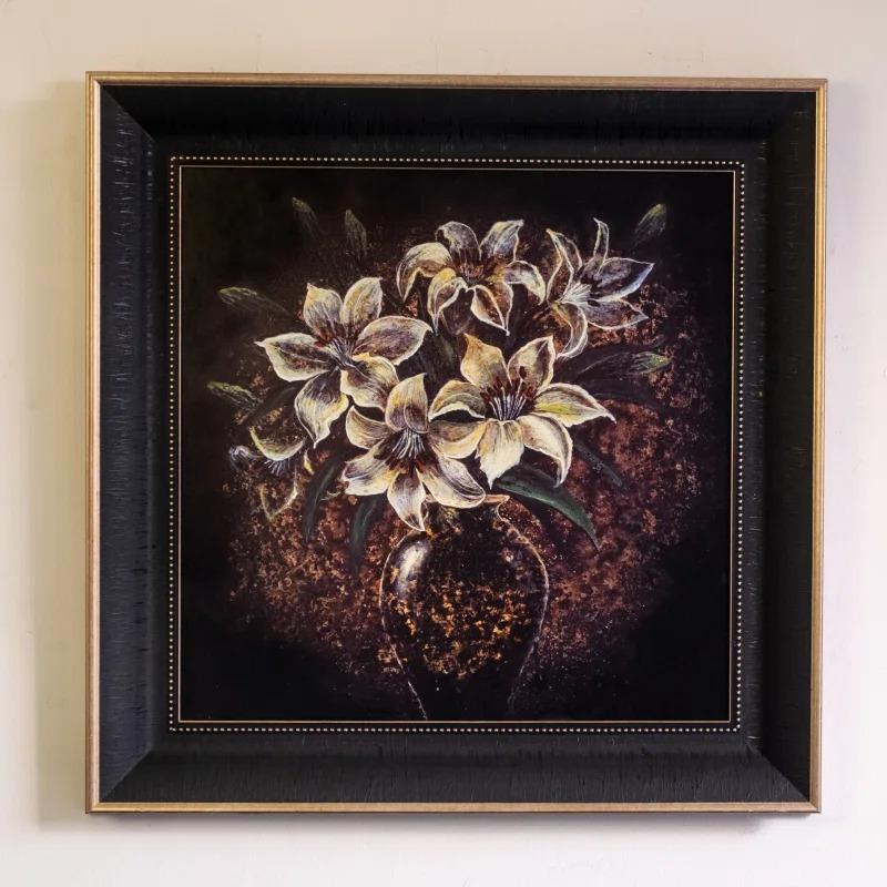 Tranh sơn mài hoa ly trắng