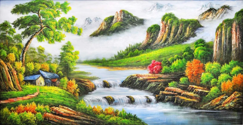 Tranh sơn thủy phòng khách